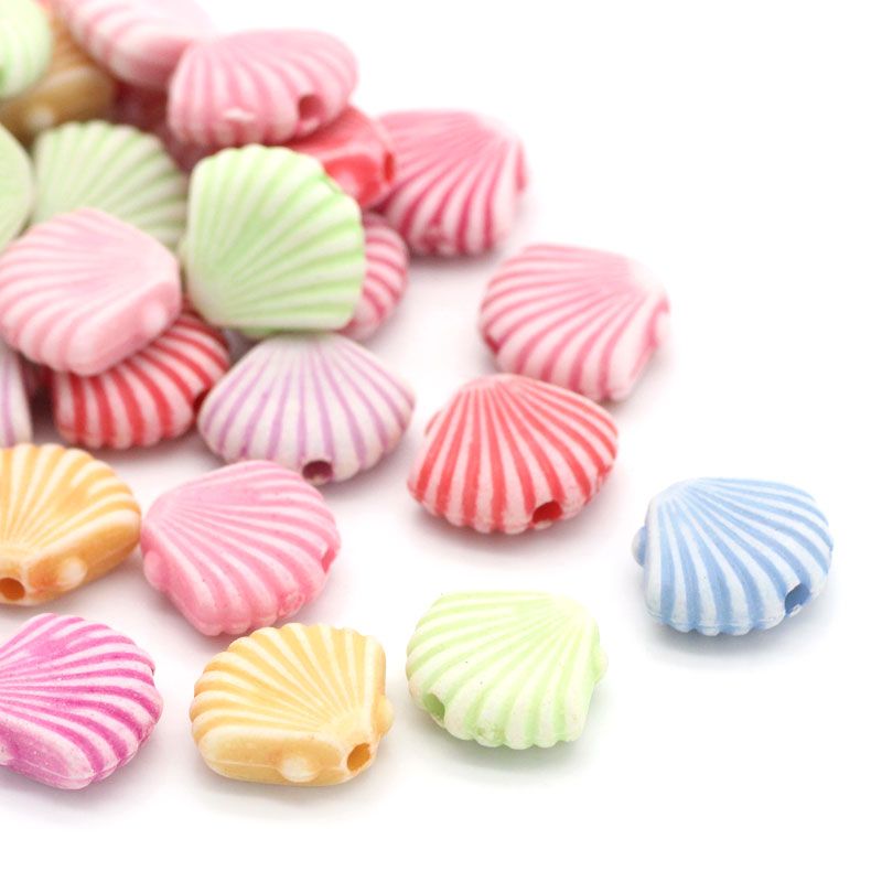 600 Acrylic Multicolor Sea Shell Beads 12mm x 10mm with 1mm Hole