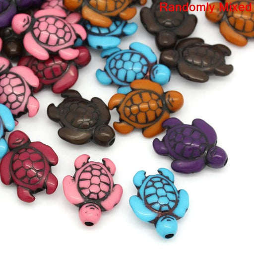 300 Turtle Beads Multicolor Tortoise Beads 18 x 15mm or 3/4 x 5/8 Inch Diameter with 1.8mm Hole