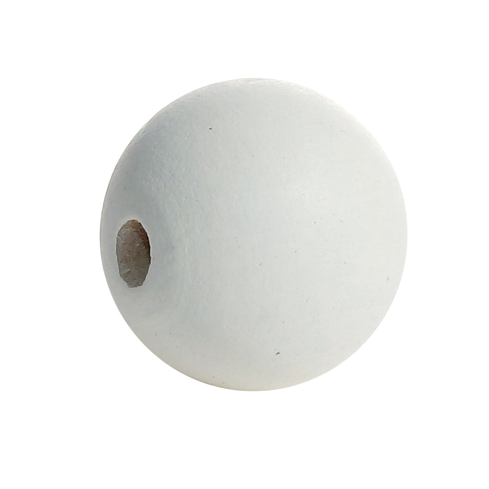 40 White Round Macrame Bead 25mm with 5.4mm Large Hole Wooden Beads