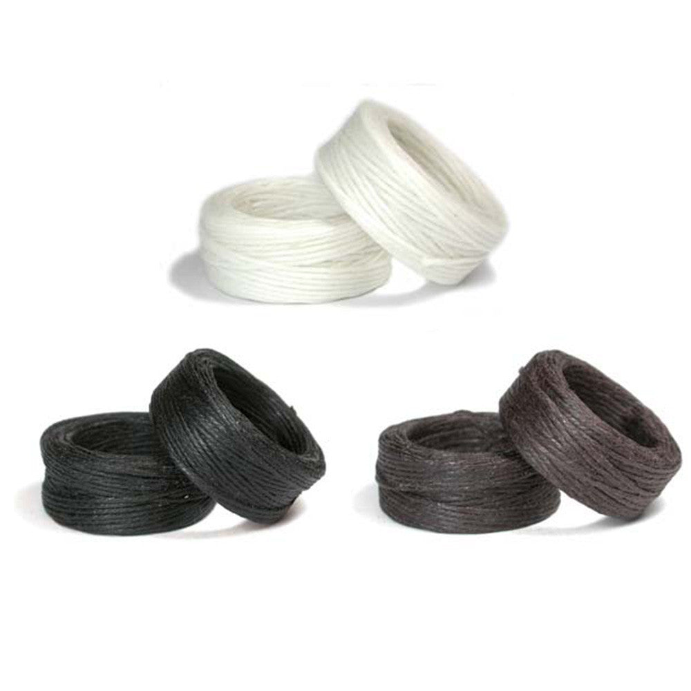 Waxed Linen Thread Bundle: Black, Chocolate Brown and Natural 1mm Waxed Irish Linen Cord, 4 Ply, 10 Yard Spools - 30 Yards Total