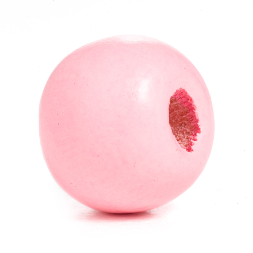 600 Bubblegum Pink Round Wood Beads Bulk 10mm x 9mm with 3mm Hole